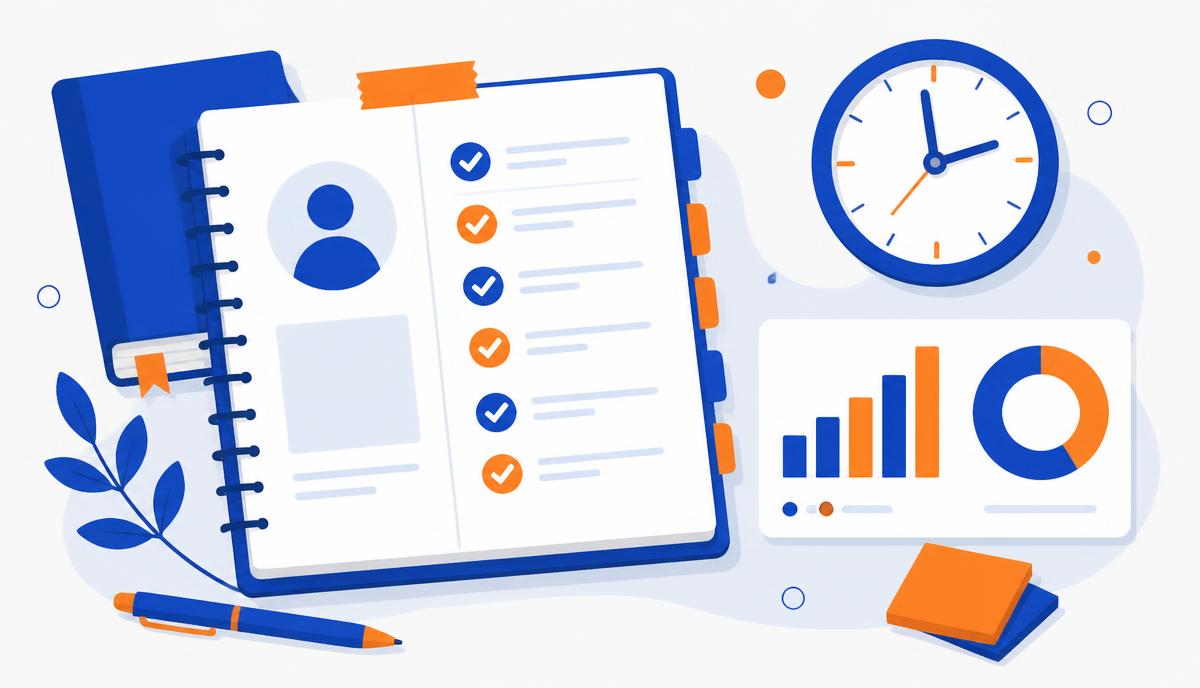 Personalised study plan with chapter checklist, clock and progress chart